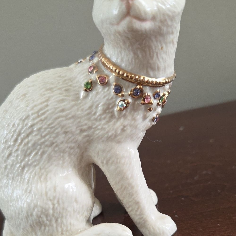 Lenox Vintage White Ceramic Bejeweled Cat - Picture 4 of 8